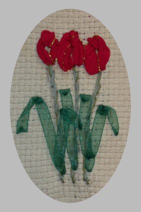 Kukkakortti kanavakankaalle